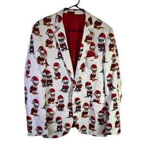 Suslo Couture Santa Cat Catdaddy Satin Blazer XXL/46